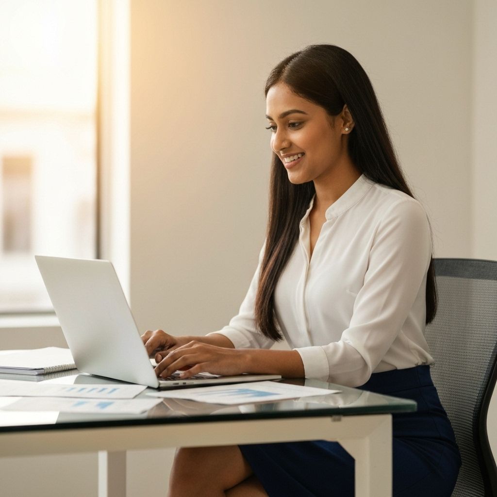 Professional working on laptop at desk